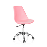 Pinker Homeoffice-Bürostuhl FANCY PRO mit Fußkreuz und fünf Rollen von hjh OFFICE – 360-Grad-Ansicht (schräge Frontansicht 40°)