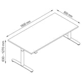 Technische Zeichnung des Schreibtischs XDLR 16 W mit 1600 × 800 mm von hjh OFFICE PRO