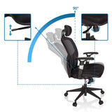 Schienale regolabile con angolo di 90° della High-end Sedia da ufficio VENUS BASE in nero di hjh OFFICE