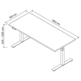 Technische Zeichnung des Schreibtischs XDSM 19 S mit 1800 × 800 mm von hjh OFFICE PRO