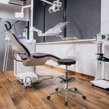 Sgabello girevole TOP WORK 14 I nero con poggiapiedi e cinque ruote di hjh OFFICE