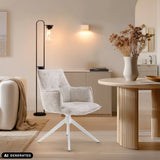 Sedia per sala da pranzo Tavaro beige con base a stella bianca di hjh LIVING (immagine generata dall’IA)