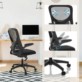 Sedia Home Office BELIO in nero con schienale in rete, meccanismo di regolazione e base a rotelle di hjh OFFICE