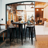 Tavolo da bar nero VANTAGGIO HIGH T con due sgabelli coordinati di hjh OFFICE