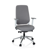 Sedia da ufficio professionale CHIARO T4 WHITE grigia con braccioli e base a cinque ruote di hjh OFFICE – vista a 360° (vista frontale 20°)