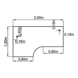 Disegno tecnico della scrivania MEGA 82 W di 2,00 x 1,20 m di hjh OFFICE PRO