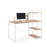 Scrivania Easy Up3 in bianco e rovere con scaffale integrato e tre ripiani di hjh LIVING