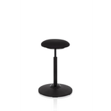 Ausilio per la posizione eretta BALANCE SIT nero con cuscino per seduta rotondo e base circolare di hjh OFFICE – vista a 360° (vista frontale a tre quarti 60°)