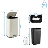 Disegno tecnico dei Cestini Clean 1 con 84 x 35 cm e capacità di 30 l di hjh OFFICE