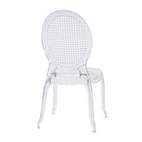 Sedia a quattro gambe trasparente CRISTALIO con schienale ovale in plastica trasparente di hjh LIVING