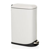 Cestino CLEAN SLIM bianco con pedale e coperchio arrotondato di hjh OFFICE – vista a 360° (vista frontale a tre quarti 60°)