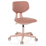 Sedia girevole per bambini KID COLORE rosa con superfici imbottite e base a cinque ruote di hjh OFFICE – vista a 360° (vista frontale 15°)