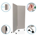 Pareti divisorie FLEXMIUT 1 grigie con ruote, funzione bacheca e materiale fonoassorbente di hjh OFFICE