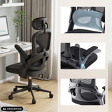 Sedia da ufficio professionale MC102C-M101 in nero con braccioli regolabili e schienale in rete di Sihoo (immagine generata dall’IA)