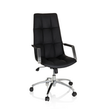 Poltrona Home Office SARANTO PRO in pelle nera con base lucida a cinque ruote di hjh OFFICE – vista a 360° (vista frontale 19°)