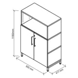Disegno tecnico dell'armadio FlexWall di 1180 × 800 mm di hjh OFFICE PRO