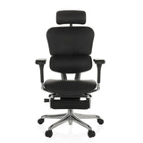 Schwarzer Luxus-Chefsessel ERGOHUMAN PLUS LEGPRO GEN2 aus Leder mit Fußstütze und Fußkreuz mit fünf Rollen von hjh OFFICE – 360-Grad-Ansicht (Frontansicht 0°)