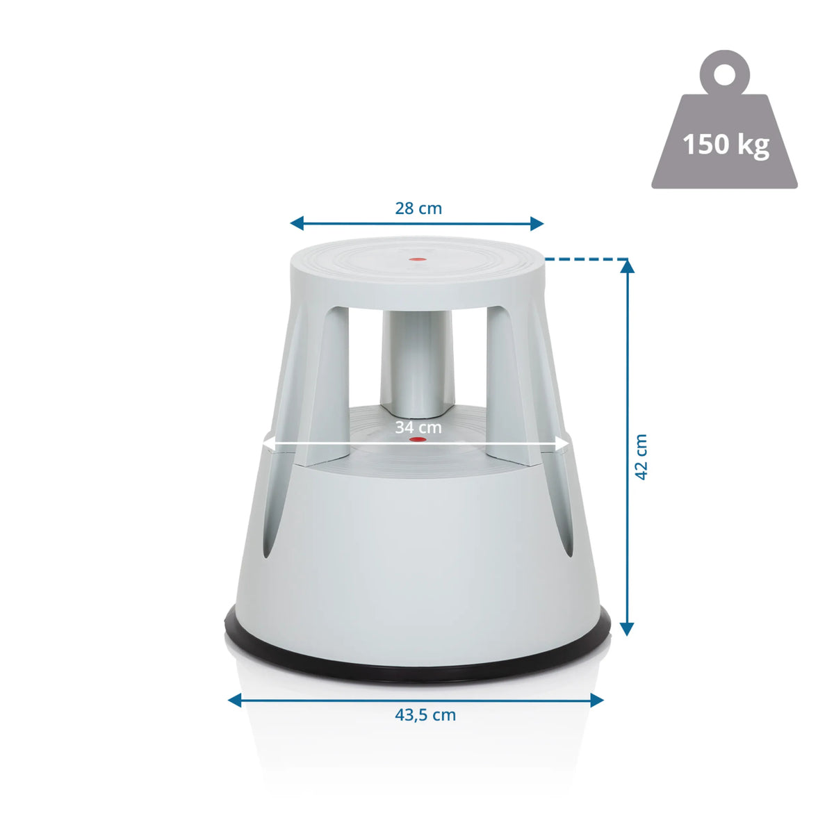 Disegno tecnico dello Sgabello TIO-M I con un'altezza di 42 cm e una portata di 150 kg di hjh OFFICE
