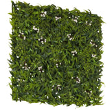 Pannello vegetale verde MORE GREEN I con foglie di felce e piccoli fiori bianchi di hjh OFFICE – vista a 360° (vista posteriore a tre quarti 120°)