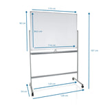 Disegno tecnico della Lavagna bianca MULTIBOARD I con un'altezza totale di 187 cm di hjh OFFICE