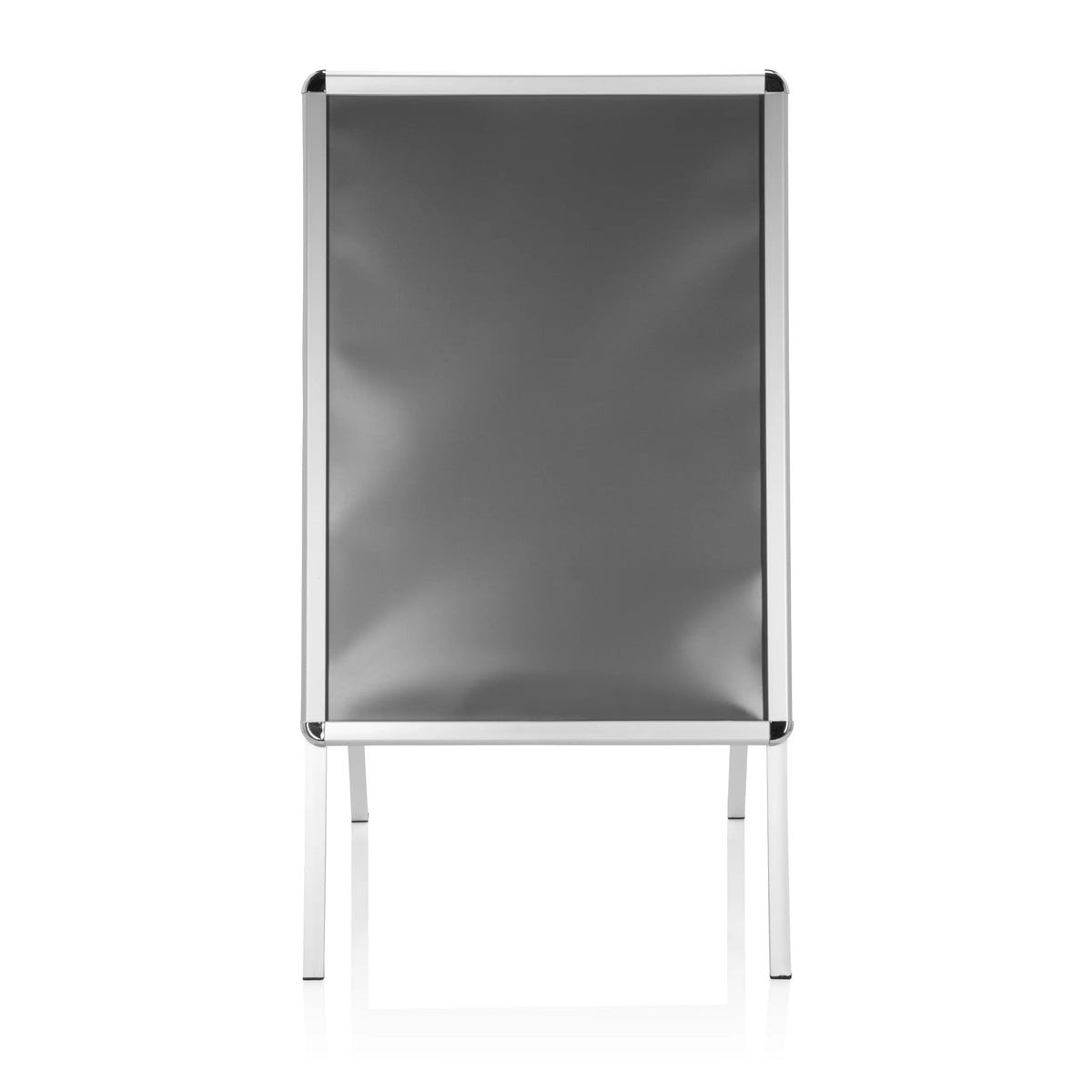 Cavalletto promozionale AGENDA II grigio con cornice in alluminio e due piedi di supporto di hjh OFFICE – vista a 360° (vista frontale 0°)