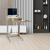Scrivania in piedi WORKSTATION in faggio e grigio con tre livelli e ruote di hjh OFFICE