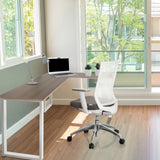 Scrivania ad angolo WORKSPACE BASIC I in noce e bianco con struttura bianca di hjh OFFICE
