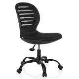 Sedia Home Office CASLA nera con schienale in rete e base a cinque ruote di hjh OFFICE – vista a 360° (vista frontale a tre quarti 45°)