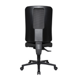 Sedia da ufficio professionale HJH WORK BASIC nera con schienale in rete e base a cinque ruote di Topstar – vista a 360° (vista posteriore a tre quarti 240°)
