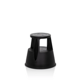 Sgabello TIO-M I nero con superficie circolare e base conica di hjh OFFICE – vista a 360° (vista frontale a tre quarti 40°)