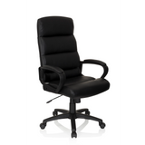 Poltrona professionale FUTURA 100 nera con imbottitura trapuntata e base a cinque ruote di hjh OFFICE – vista a 360° (vista frontale a tre quarti 40°)