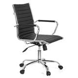 Poltrona professionale VEMONA 10 nera con impunture trasversali e base a cinque ruote di hjh OFFICE – vista a 360° (vista frontale a tre quarti 60°)