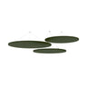 Tre isole acustiche circolari ADSRB1 in colore verde con sospensione di hjh OFFICE PRO