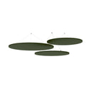 Tre isole acustiche circolari ADSRB1 in colore verde con sospensione di hjh OFFICE PRO