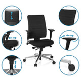 Funzioni regolabili della Sedia da ufficio professionale PRO-TEC 350 in nero di hjh OFFICE