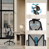 Poggiatesta e supporto lombare regolabili della sedia da ufficio professionale RALOO ECO in nero di hjh OFFICE