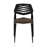 Sedia da esterno Flecharo marrone-nera con schienale traforato di hjh LIVING – vista a 360° (vista frontale 0°)