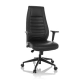 Poltrona professionale VITORO B nera con imbottitura trapuntata e base a cinque ruote di hjh OFFICE – vista a 360° (vista frontale 15°)