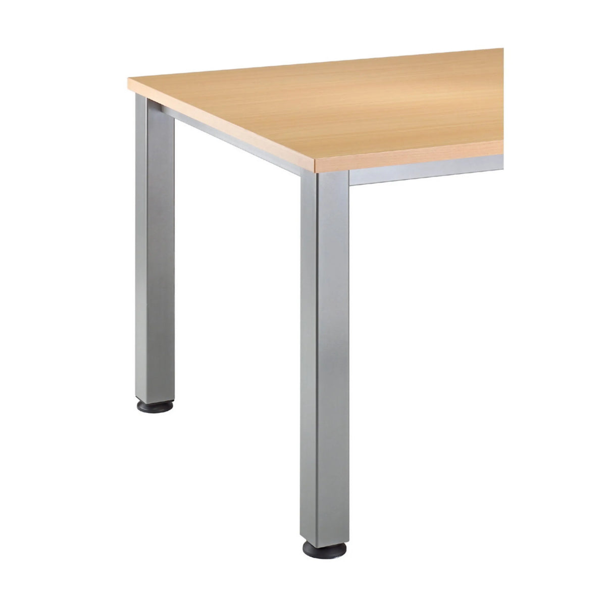 Scrivania quadrata QUEO 8 S in rovere rustico con gambe argentate regolabili in altezza di hjh OFFICE PRO