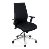 Sedia da ufficio professionale PRO-TEC 250 nera con braccioli e base a cinque ruote di hjh OFFICE – vista a 360° (vista frontale a tre quarti 40°)