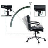 Sedia Home Office Rovento nera con braccioli e base a stella su un tappeto di hjh OFFICE