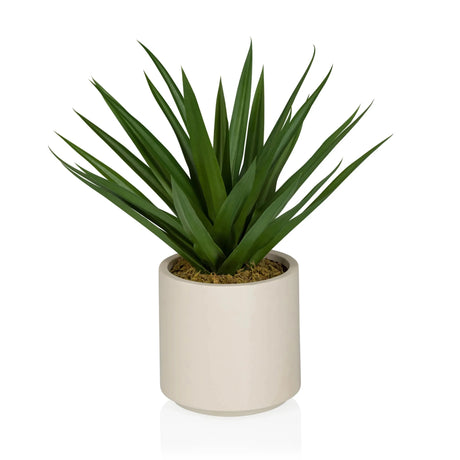 Piante artificiali Agave con foglie verdi appuntite in un vaso beige di hjh OFFICE