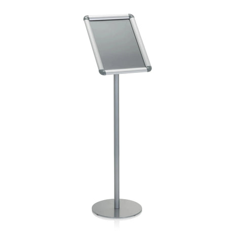 Cavalletto promozionale argentato AGENDA I con cornice inclinata e base rotonda di hjh OFFICE