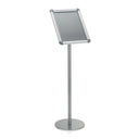 Cavalletto promozionale argentato AGENDA I con cornice inclinata e base rotonda di hjh OFFICE