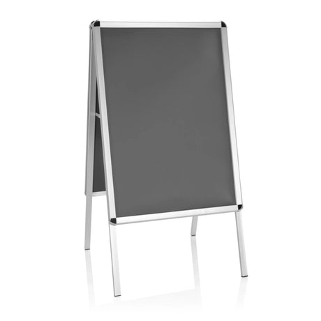 Cavalletto promozionale AGENDA II in alluminio argentato con superficie nera di hjh OFFICE