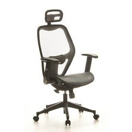 Sedia da ufficio professionale AIR-PORT in grigio argento con schienale e seduta in rete di hjh OFFICE