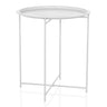 Tavolino ALLRUND bianco in metallo con piano rotondo e motivo traforato di hjh LIVING