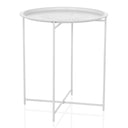 Tavolino ALLRUND bianco in metallo con piano rotondo e motivo traforato di hjh LIVING