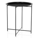 Tavolino ALLRUND in metallo nero con piano rotondo e motivo traforato di hjh LIVING