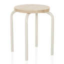 Sgabello ALRANDA con seduta rotonda in rovere e quattro gambe bianche di hjh LIVING